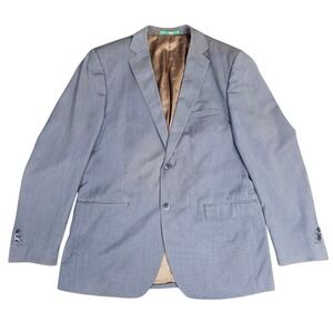 Bianco Brioni Firenze Modern‎ Fit High Twist Blue Grey Sports Coat 44L Blazer